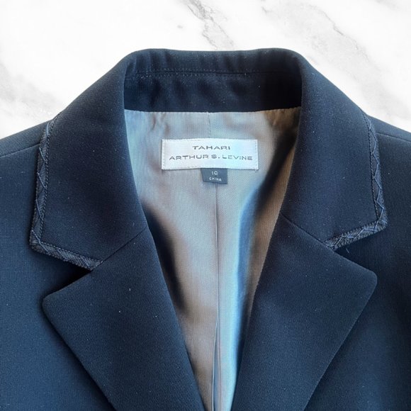 Tahari ASL Polyester Pant Suit Size 10 Dark Blue Career Notch Collar Career - Picture 3 of 3